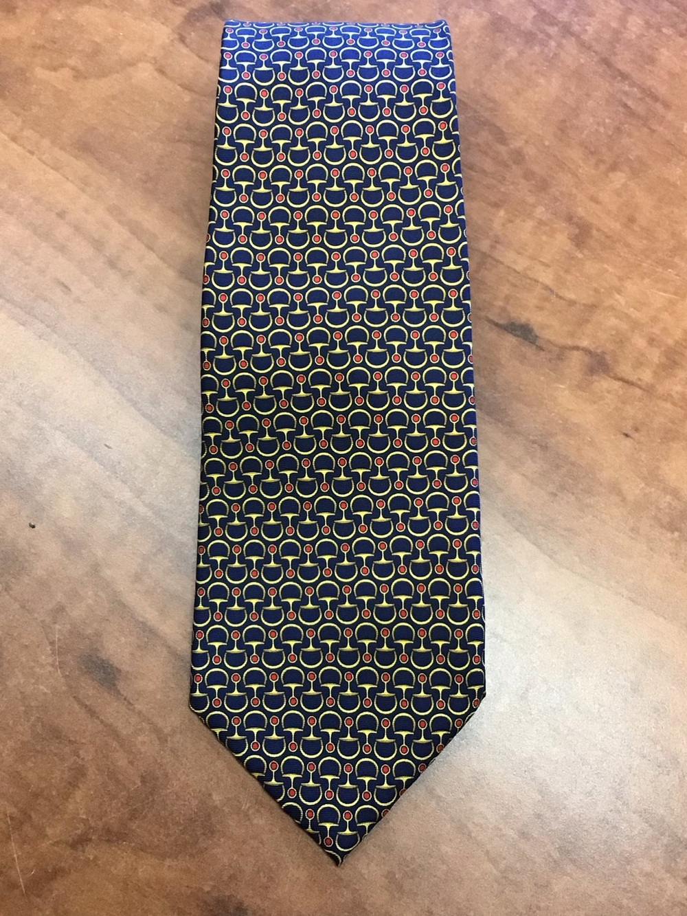 Vintage Brooks Brothers Handmade Silk Horsebit Equestrian Preppy Tie